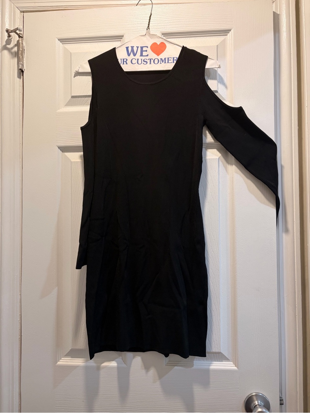 Elizabeth and James Black Two-Shoulder Bodycon Dress